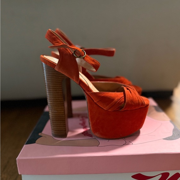 Jeffrey Campbell Donna’s Bold Orange Platform Heels - Picture 5 of 6